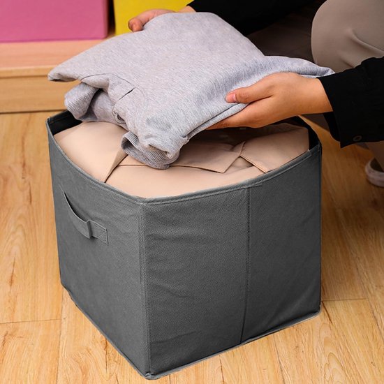 Set van 4 opvouwbare opbergdozen, 28 x 28 x 28 cm, opbergkubus, vouwdoos, organizer box voor speelgoed, kleding — afbeelding 4