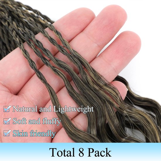 Pre Looped Micro Krullend Gehaakte Haar 8 Packs Braziliaanse Afro Kinky Gehaakte Haarextensies Zwarte Vlechten Hair Extensions Diepe Golf Synthetische (1B/27, 22 Inch (Pack of 8)) — afbeelding 2