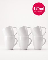 vtwonen - Grote mokken met oor - Wit - Set van 6 - Porselein - 425 ml