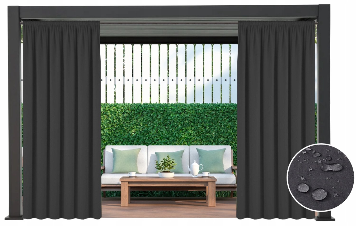 Waterdicht Gordijn 155x260cm - Buiten Terras, Pergola, Balkon
