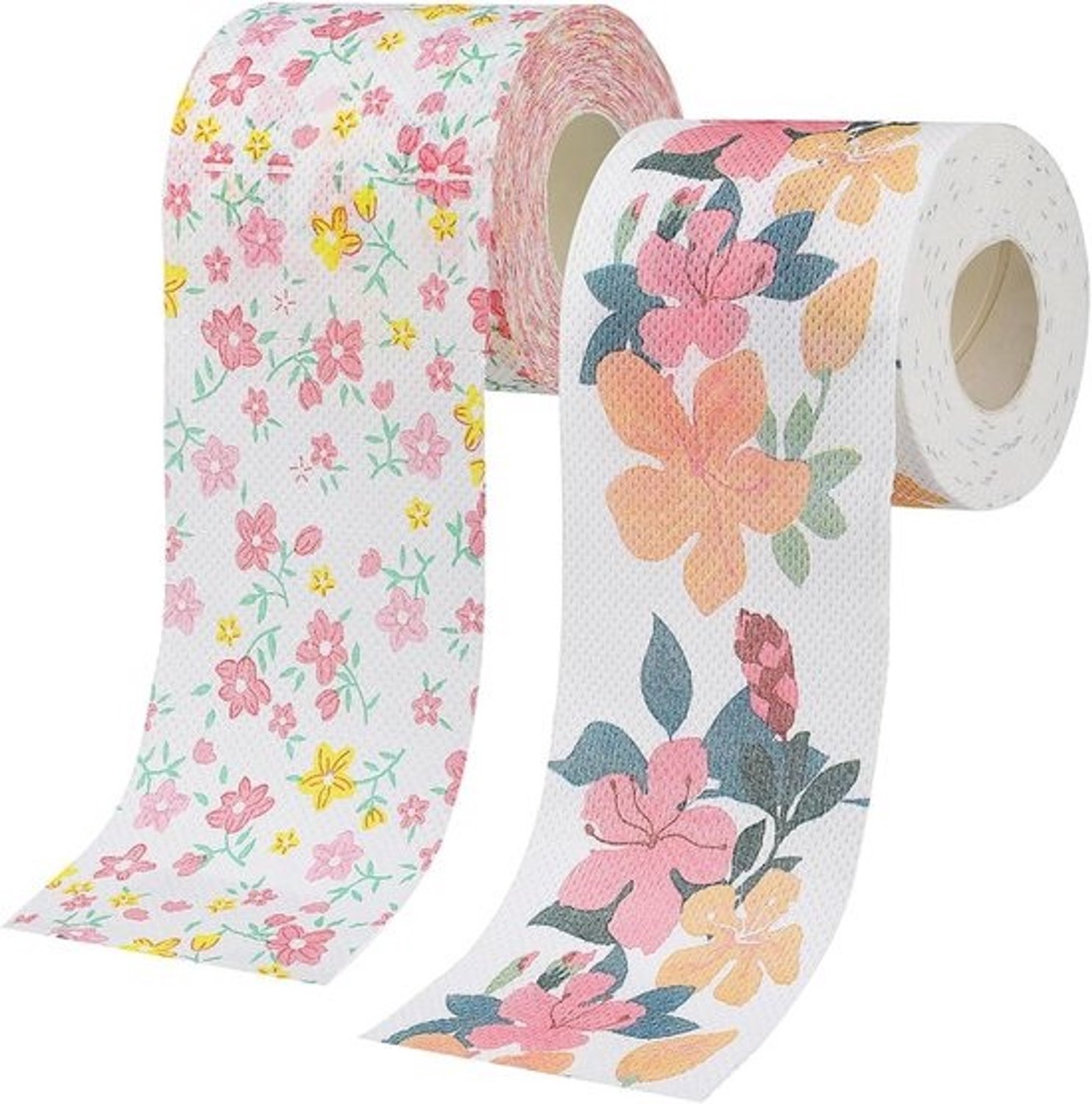 Rollen toiletpapier - Decoratief papier - Voor dagelijks gebruik - Bloemenprint - ontwerp - Medium formaat - Zoals getoond