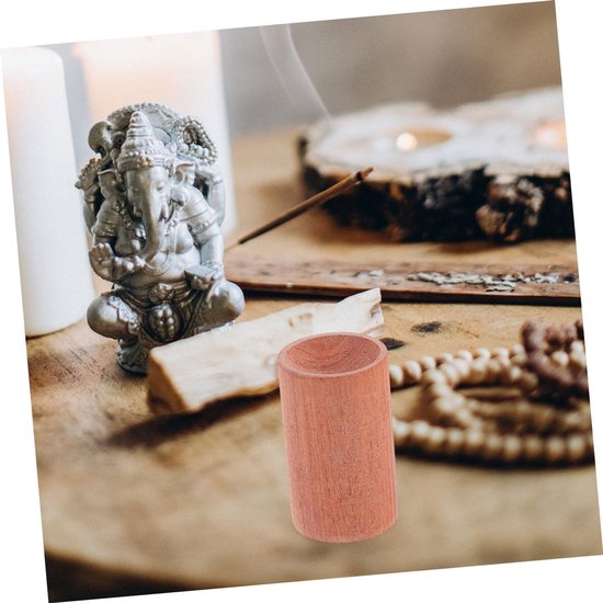 4stuks Mini Cylinder Houten Basis Diffuser Pedestals Aromatherapie Pillars Houder Voor Essentiële Olie Diffuser Thuis Kantoor Slaapkamer Bruin — afbeelding 3