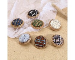 Luxe metalen knop, naaiknop, 5 stuks 25MM tweed geruite stof bedekte knoppen ronde schacht DIY naaien ambachten for kleding en vesten (Color : 3, Size : 5pcs) (Color : 7, Size : 5pcs)