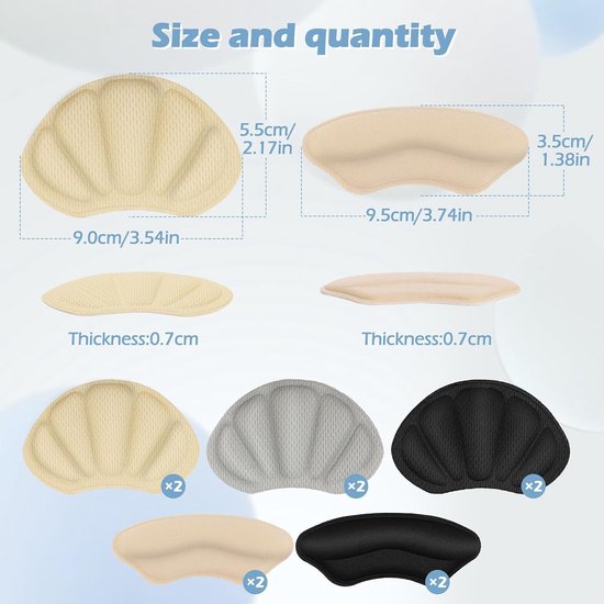 Comfortabele hielkussens voor grote schoenen - 5 paar zelfklevende hielpads voor heren en dames, ideaal voor extra grip en ondersteuning — afbeelding 5