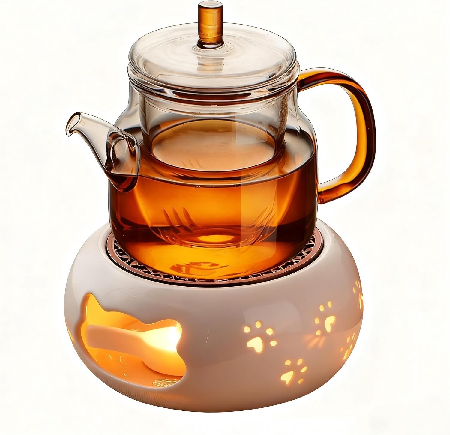 Theepotwarmer - Wit - Ø 14 cm - Keramisch met Kaarshouder - Voor Thee en Koffie