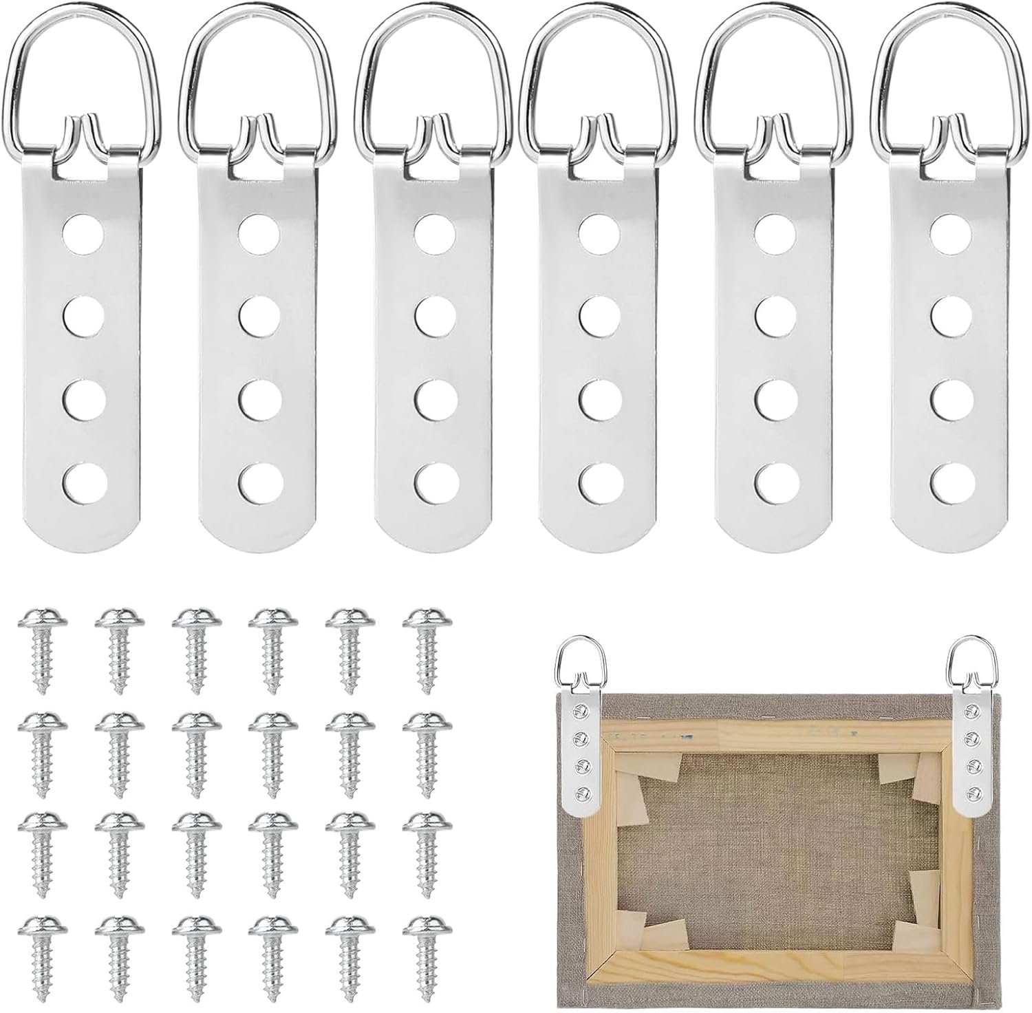 6x Zware D-Ring Ophangers Metaal Roestvrij Eenvoudige Montage Voor Spiegel