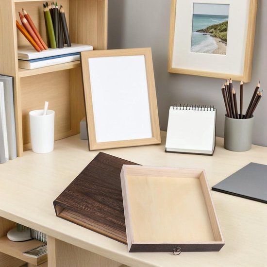 2 Stuks Rustieke Houten Opbergdoos Lade Vintage -organizer voor Kantoor Thuis Natuurlijke Massief Houten Ladebox met Privacyfunctie voor Pennen Kleine Items — afbeelding 3
