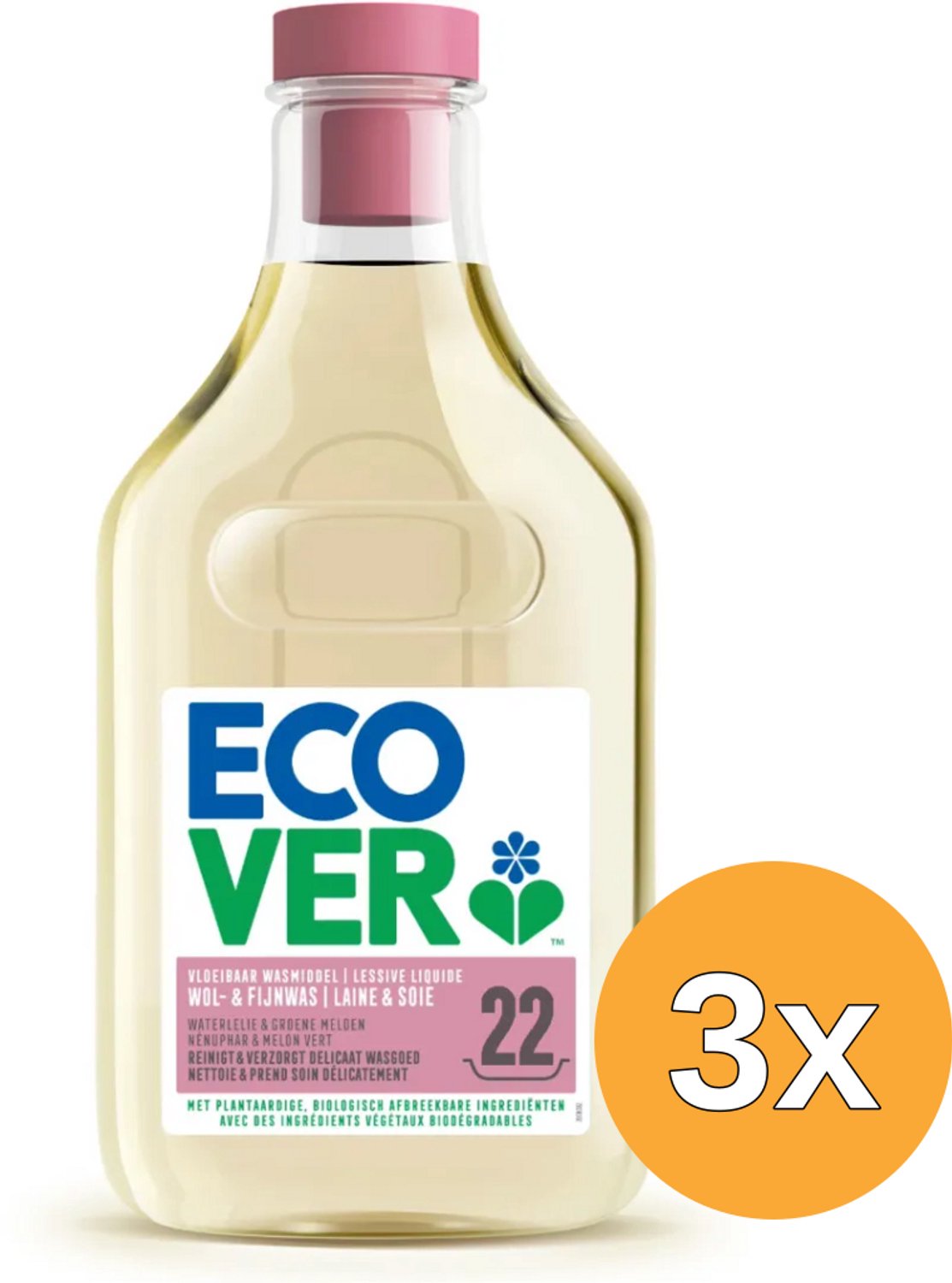 3x Ecover Wol- En Fijnwasmiddel (1000 ml)