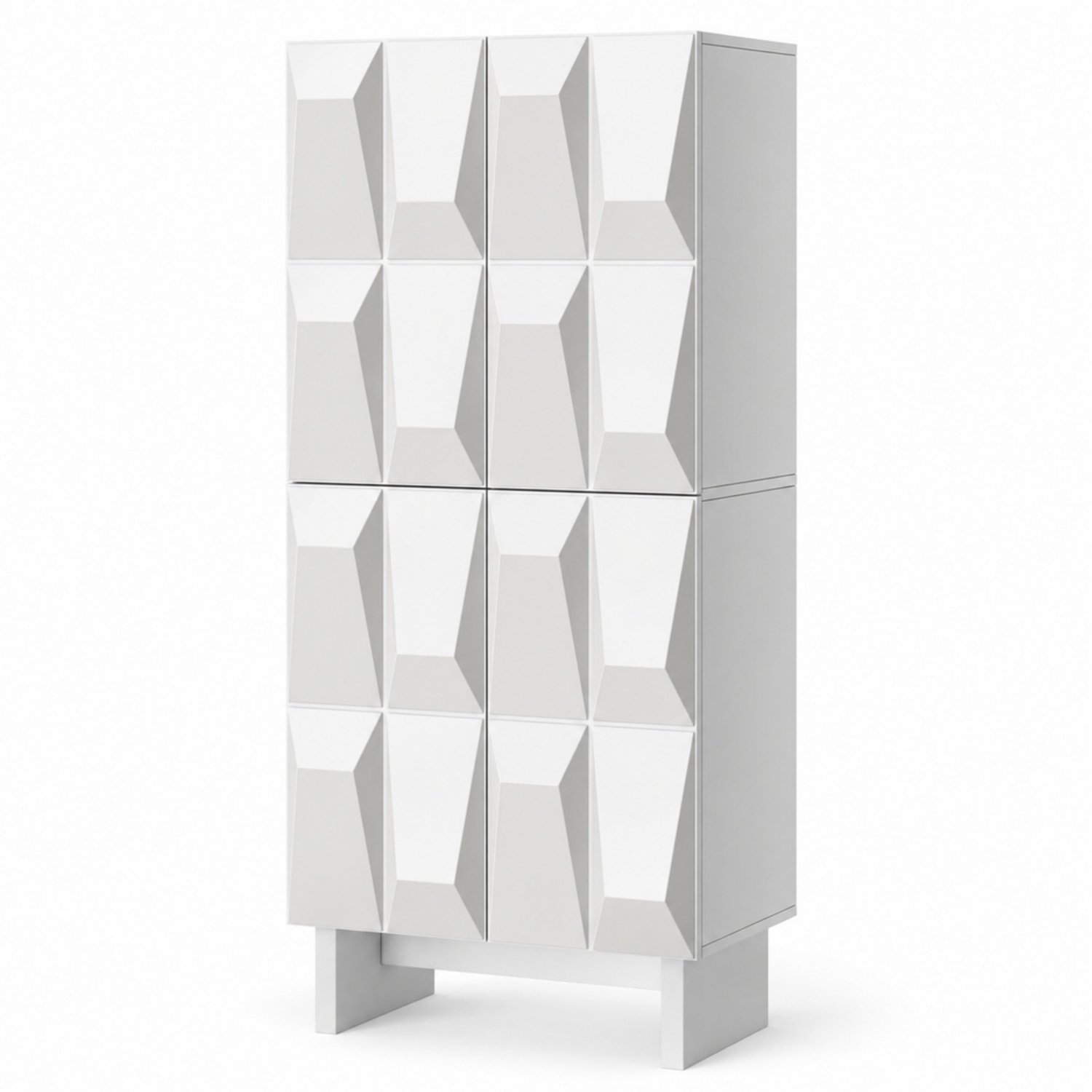 LONG DRAGON - Schoenenkast - 4 deuren - Verstelbare planken - Wit - 60,5 x 34 x 135,5 cm