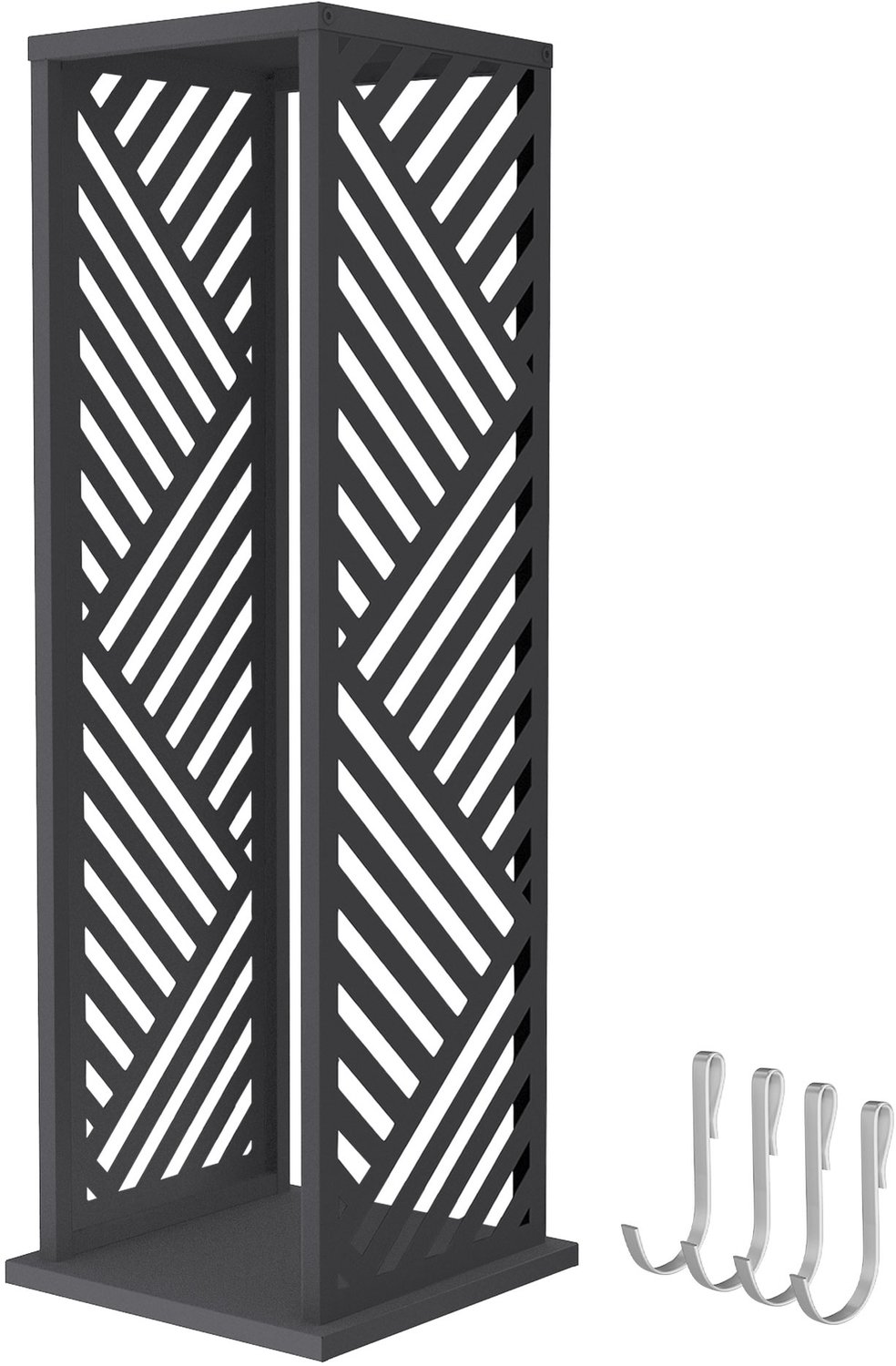 ML-Design Brandhoutrek metaal met 4 haken, haardhoutrek van gepoedercoat staal stalen kachelhoutrek met verstelbare vloerbeschermers voor binnen en buiten, weerbestendig verzinkt staal opslag voor haardhout en briketten met decoratief streepjesmotief