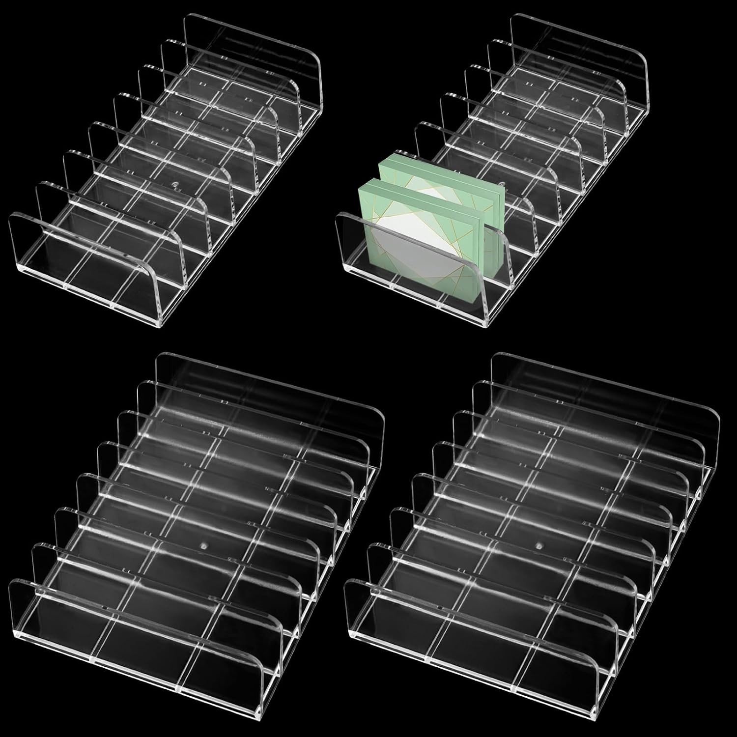 Oogschaduw Palette Organizer Set van 4 - Duidelijke Acryl Makeup Organizer met 7 Slots voor Oogschaduwopslag en Cosmetica Organizer