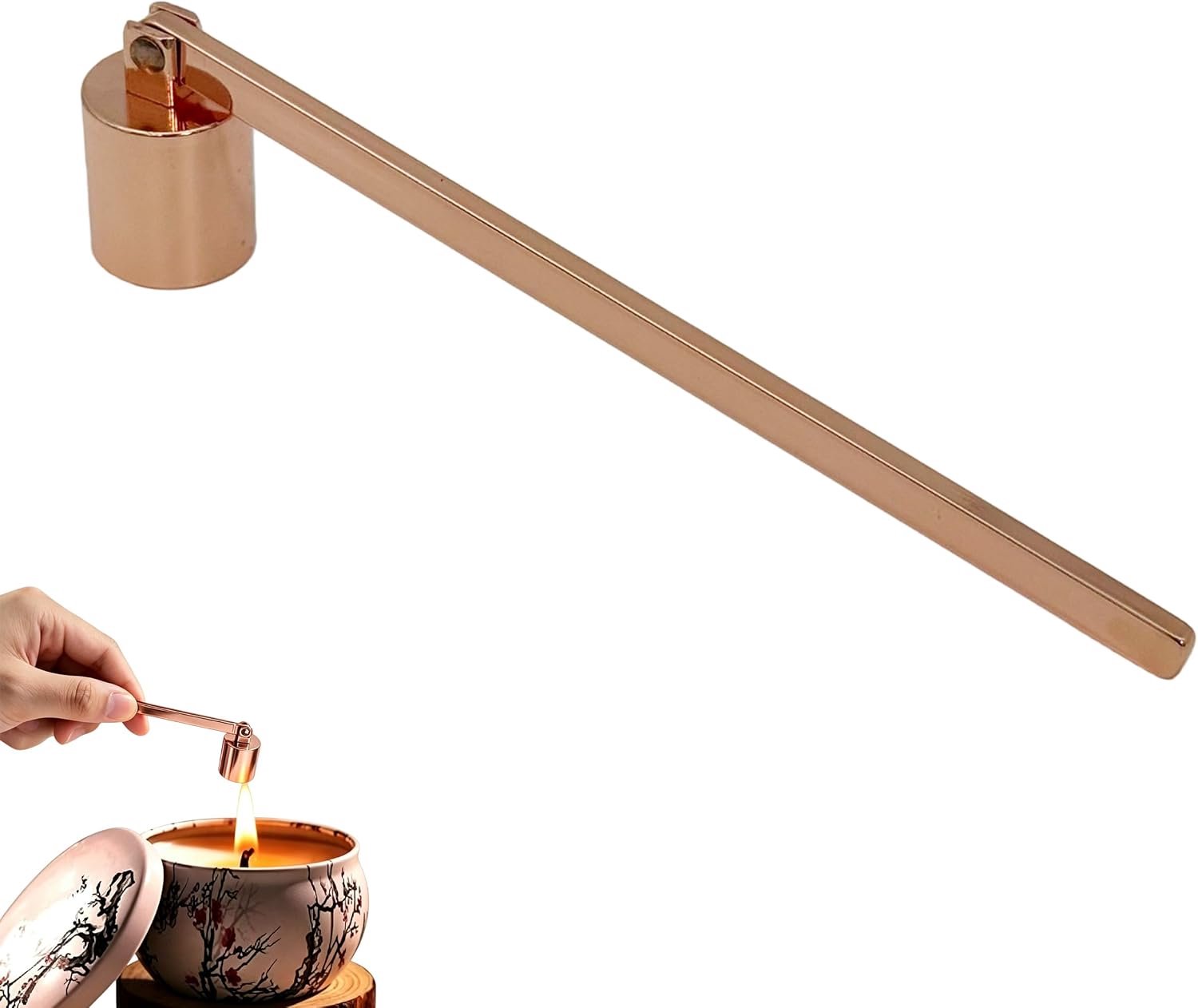 Kaarsenblusser van roestvrij staal, kaarsblusser, kaarsen-accessoires, kaarsenlontsnijderset, lontschaar voor kaarsen, roségoud