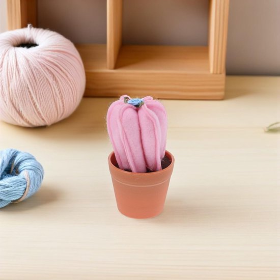 2 Stuks Cactus Naaldkussen met Plastic Bloempot Realistisch Groen Pincushion voor Quilten Borduren Compact Lichtgewicht Naaigerei Organizer voor DIY Handwerk — afbeelding 5