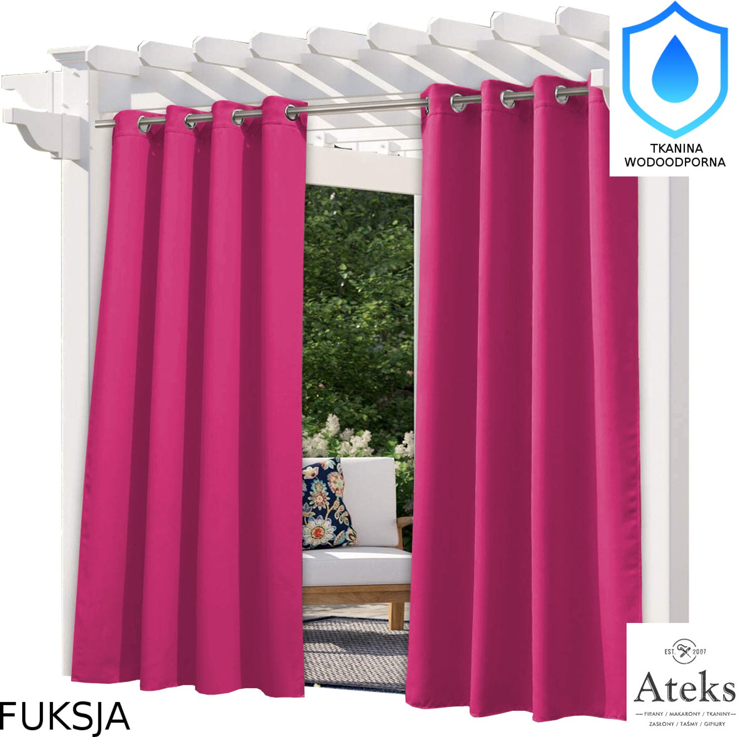 Waterdichte Tuindoek Gordijn voor Pergola 155x250 cm - Fuksja