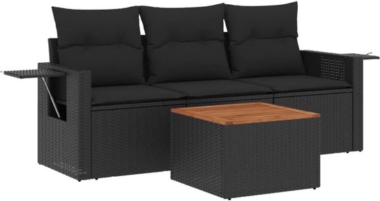 Poly rattan weerbestendig opbergfunctie model 35 cm zwart — afbeelding 3