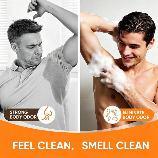 3 stuks Kaki-zeep voor geurbestrijding met groene thee-extract, handgemaakte deodererende zeep voor mannen en vrouwen, diep reinigende gezichts- en lichaamszeep (oranje-a, 100 g (3er Pack)) — afbeelding 4