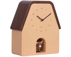 Karlsson Wandklok Highland Cow Cuckoo - Lattebruin - 9.4x22.7x25cm - Wandklok Scandinavisch