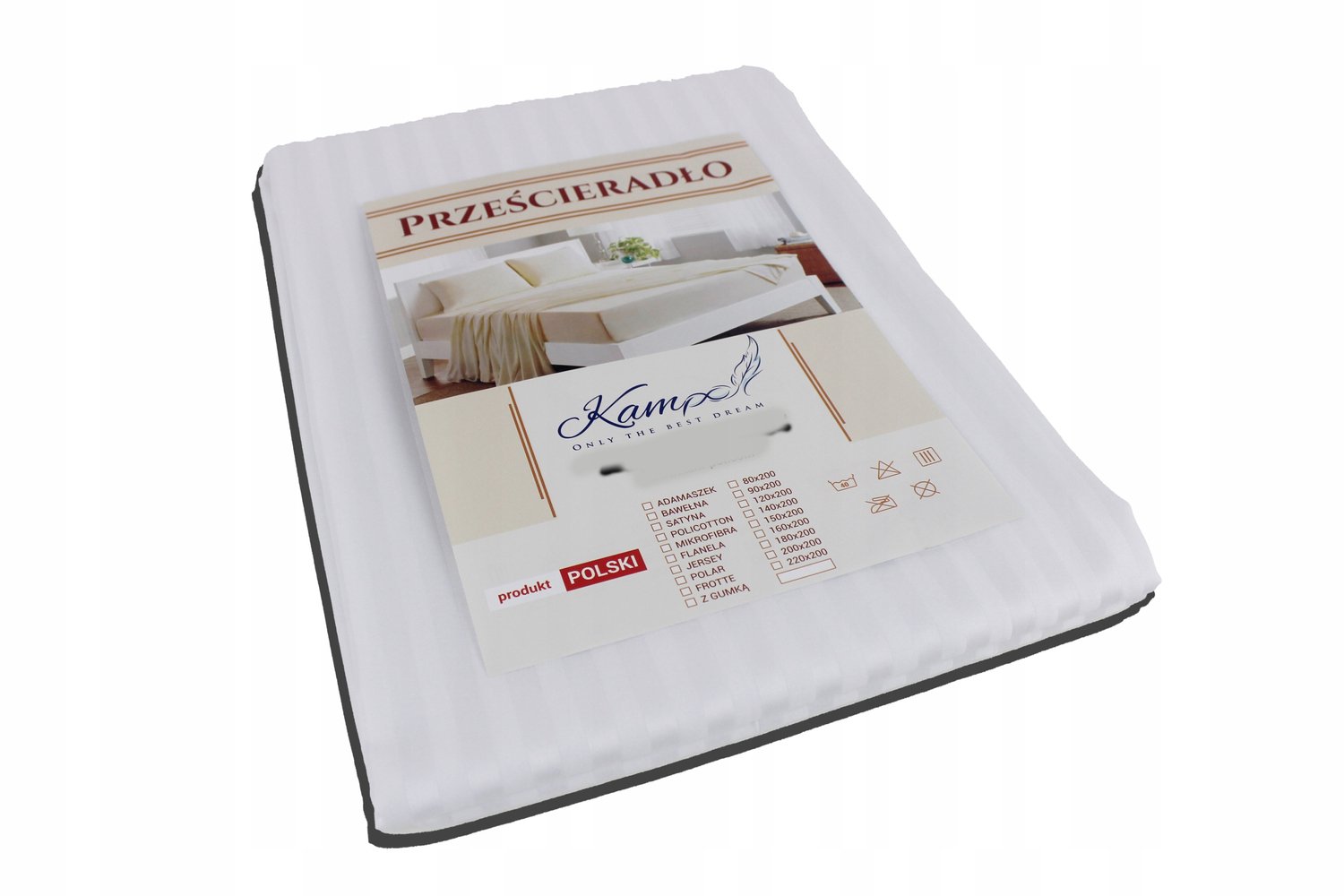 Kam-Pol 100% Katoenen Hoeslaken 80x240cm - Adamaszek Streep 1cm - Hotelkwaliteit Wit