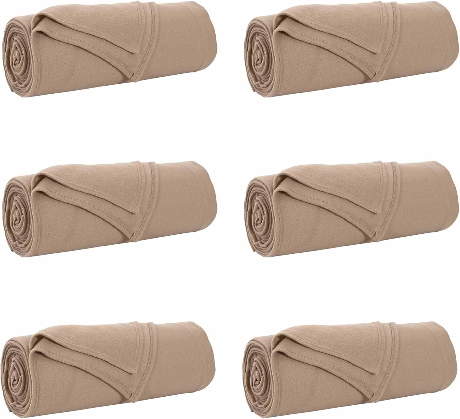 Fleece deken 6 stuks camel 350 x 270 cm