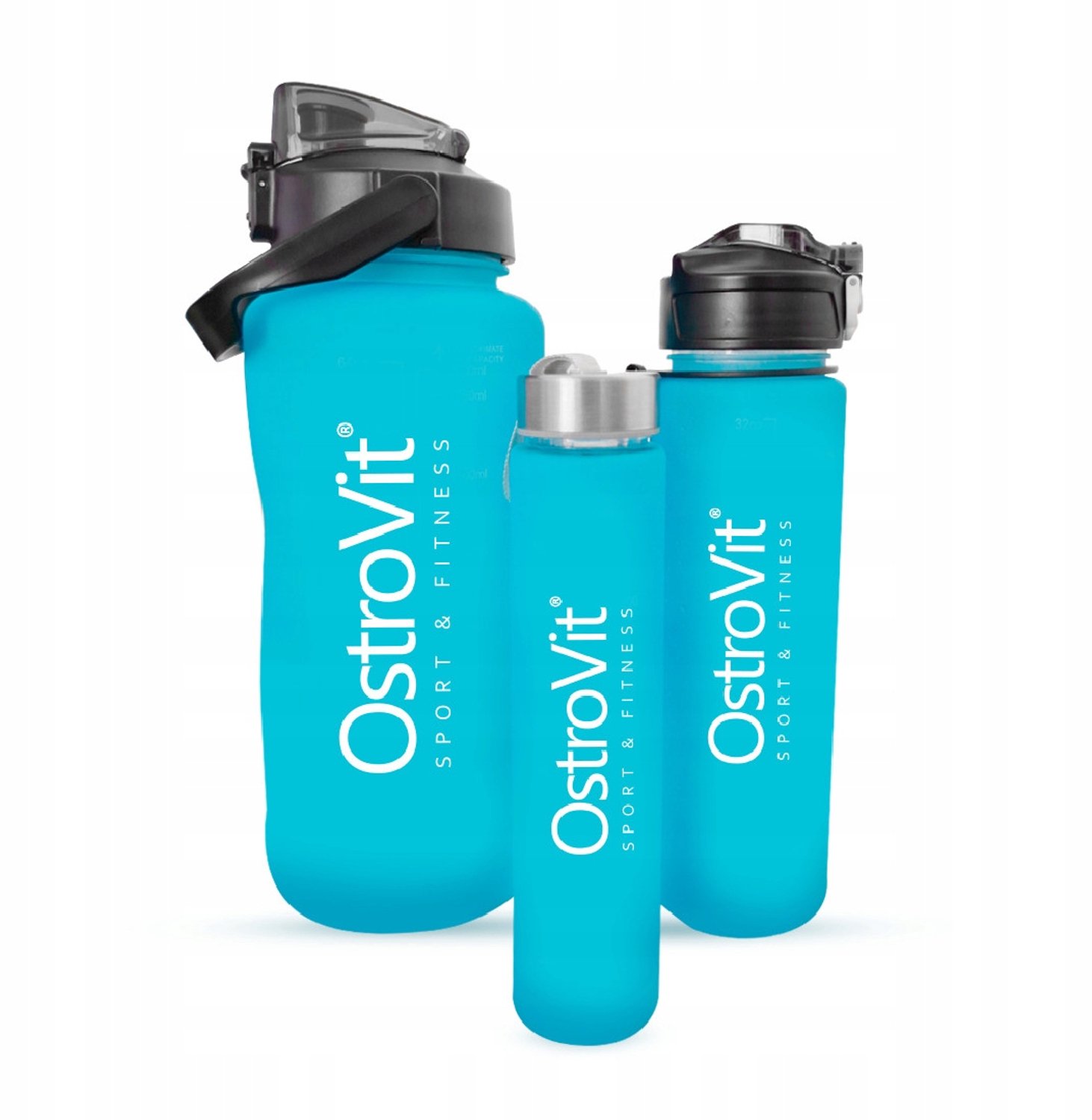 Set van 3 Sportflessen Blauw - 2000ml, 900ml, 500ml