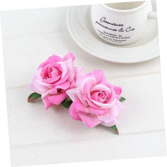 2 Stuks Bruids Haarkammen met Stoffen Rozenbloemen Haaraccessoires voor Bruiloften voor Diverse Haarstijlen Feesten — afbeelding 3