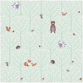 Kinderbehang Profhome 381192-GU vliesbehang licht gestructureerd met natuur patroon mat groen bruin oranje grijs 5,33 m2