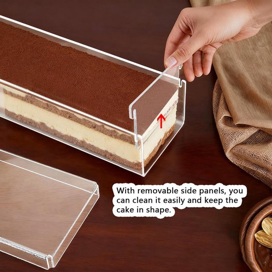 Food Grade Acryl Cake Box Herbruikbare Mousse Container Deksel Zijpaneel — afbeelding 2
