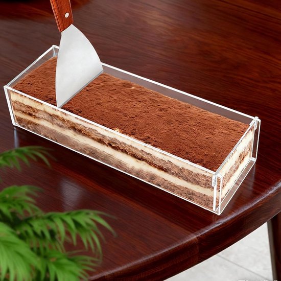 Food Grade Acryl Cake Box Herbruikbare Mousse Container Deksel Zijpaneel — afbeelding 3