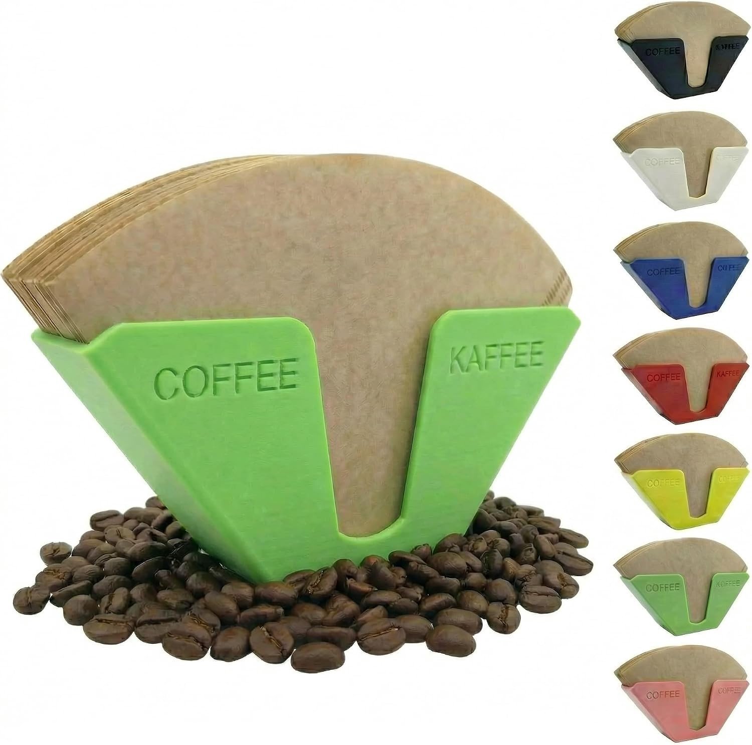 Koffiefilterhouder - Groen - Voor maximaal 100 filters - Wand- of bureaugebruik - Voor Koffieliefhebbers