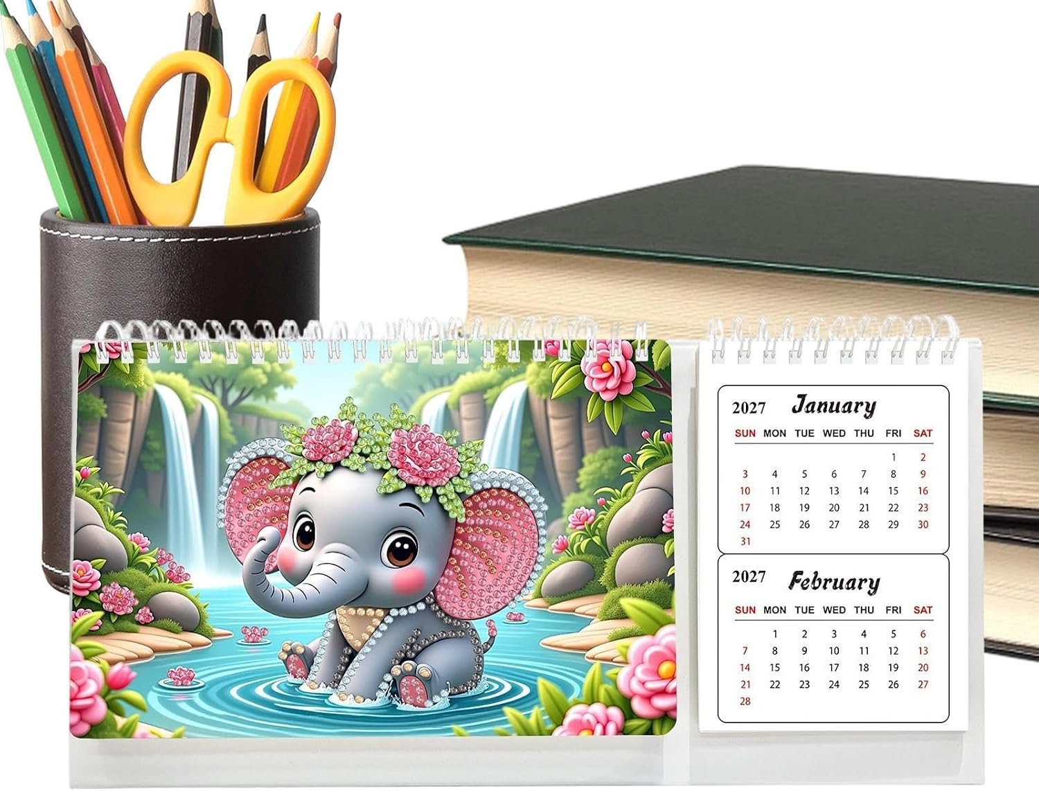 2027-2028 Gem Art Calendar 24 maanden Handgemaakte Decoratieve Staande