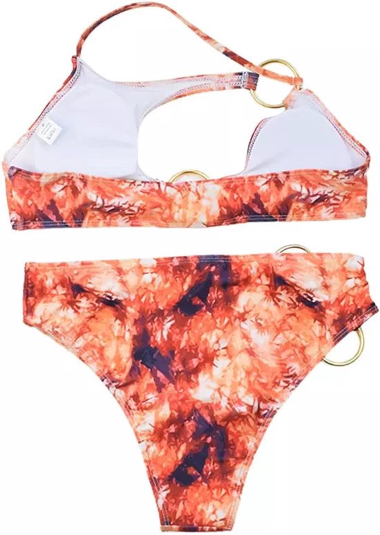 Zomer Vrouwen Tie-Geverfd Gedrukt Patroon Bikini Pak Hoge Taille Hol Badpak Strand Wear Zwemmen Set Dames Badpakken — afbeelding 2