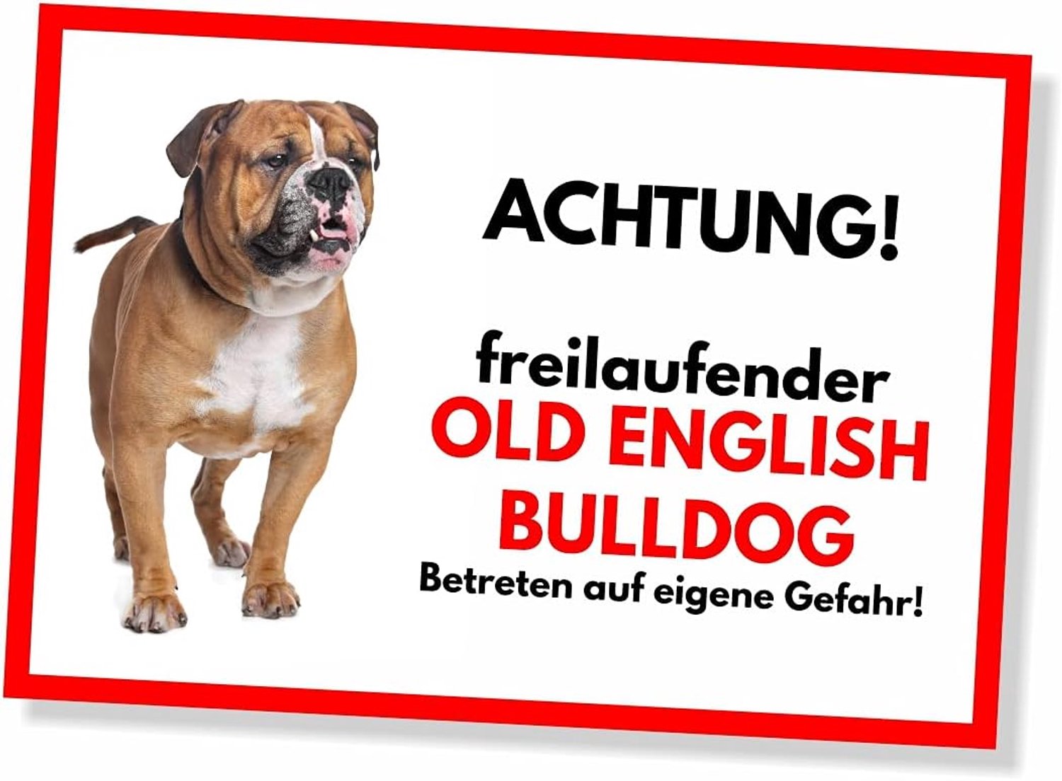 English Bulldog Vrijlopende hond hond schild spreuk deurbord hondenbord waarschuwingsbord