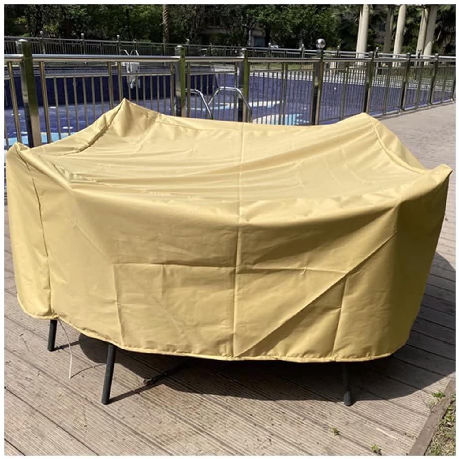 Waterdichte patio tafelbescherming van duurzame 420D Oxford-stof met waterdichte naden en winddicht touw voor tuinbescherming