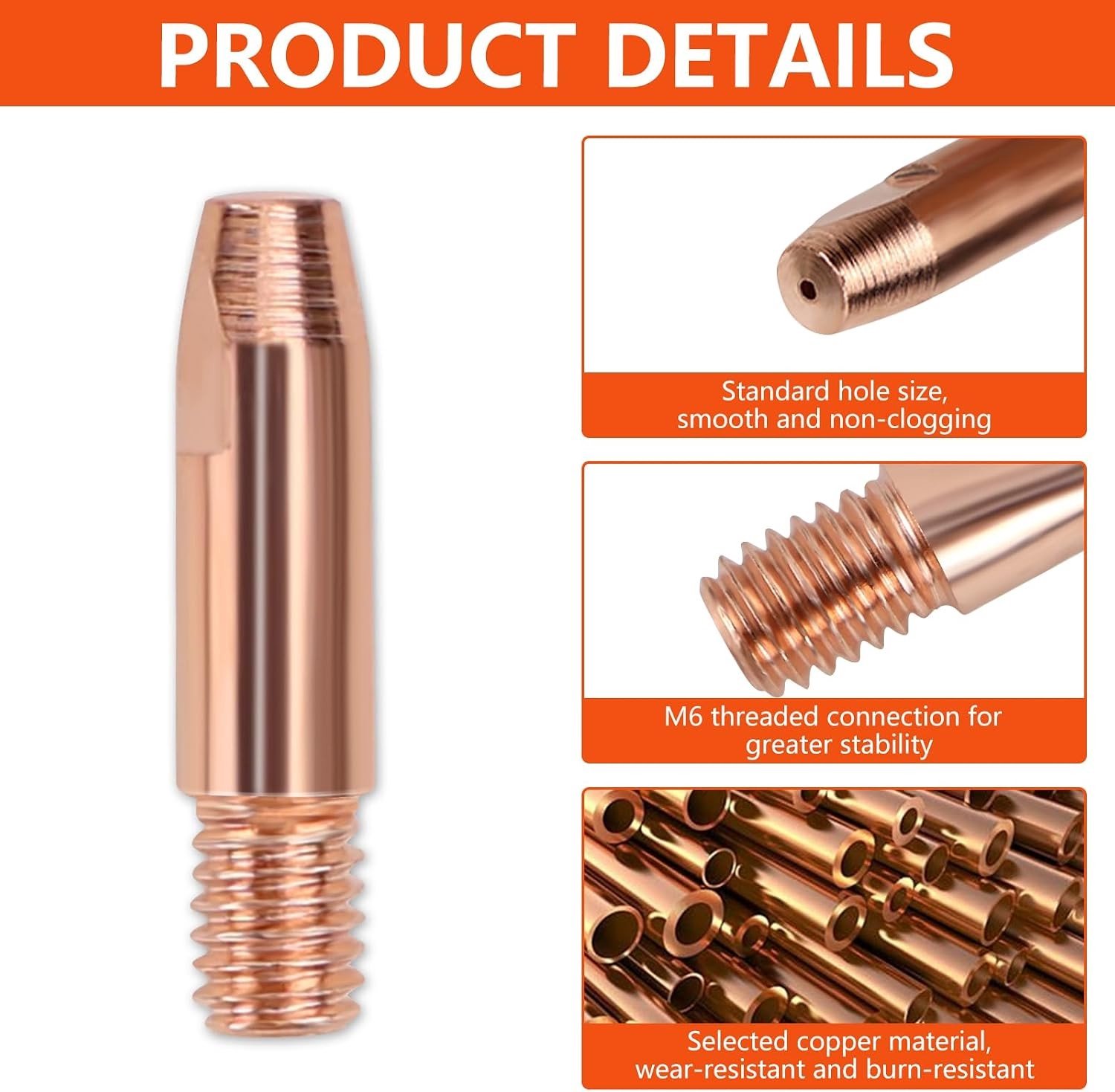 Contactpunten voor Lassen 1mm - 10 Stuks Power Nozzles M6 Set voor Mig/Mag Lasmachine, Geschikt voor 24KD