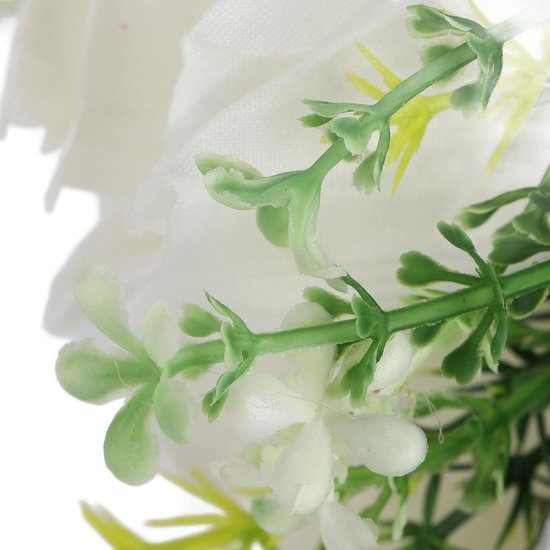 lyrlody Kunstmatige Bruidsboeket, Zijden Bloem Bruidsboeket met Zijden Lint Decoratie voor Bruiloft Bruid Feestfotografie (melk wit) — afbeelding 3