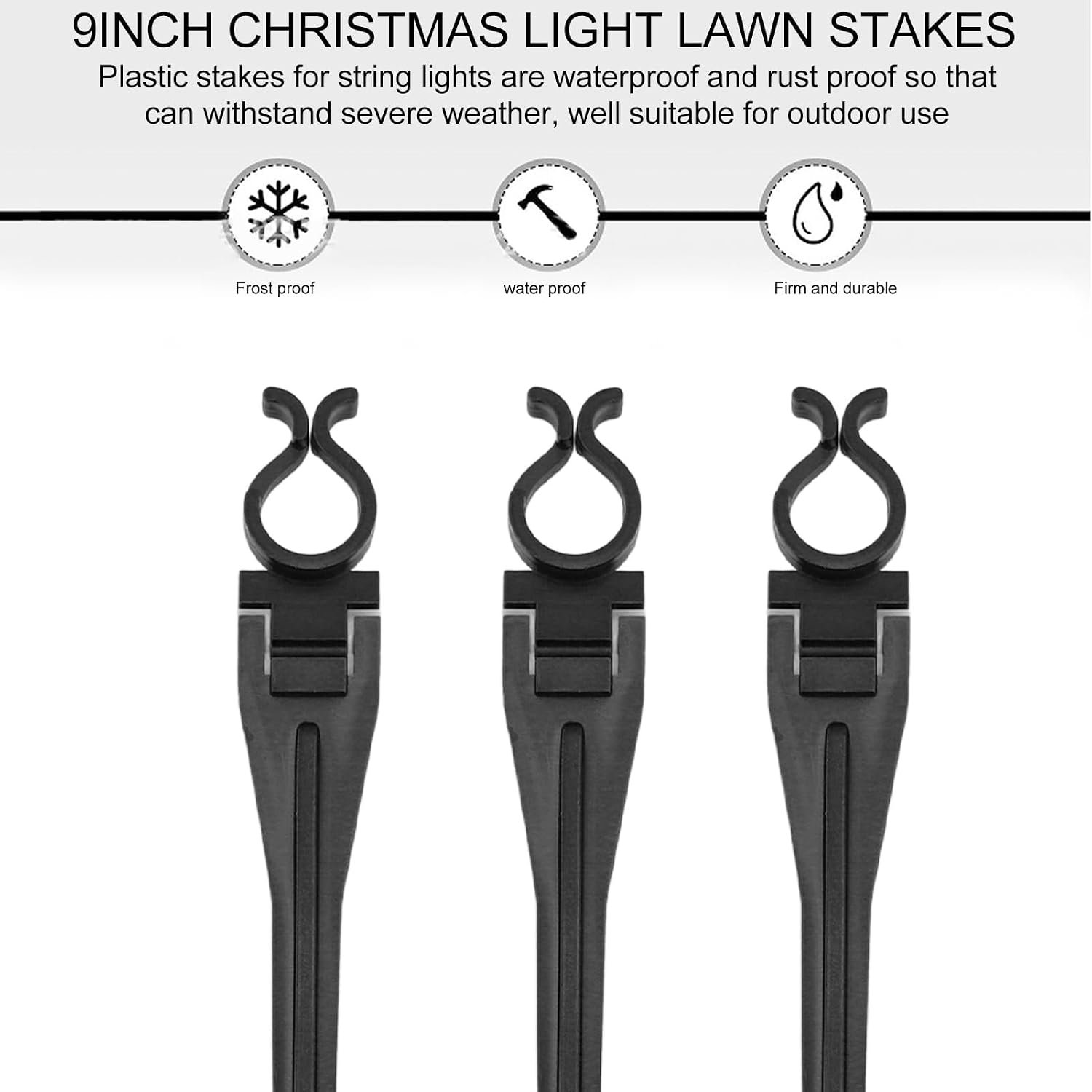 Srliya 50 Stuks Veelzijdige Kerstverlichtingspalen Eenvoudig Te Gebruiken Universele Grondverlichtingspalen voor Buitenverlichting (Zwart)