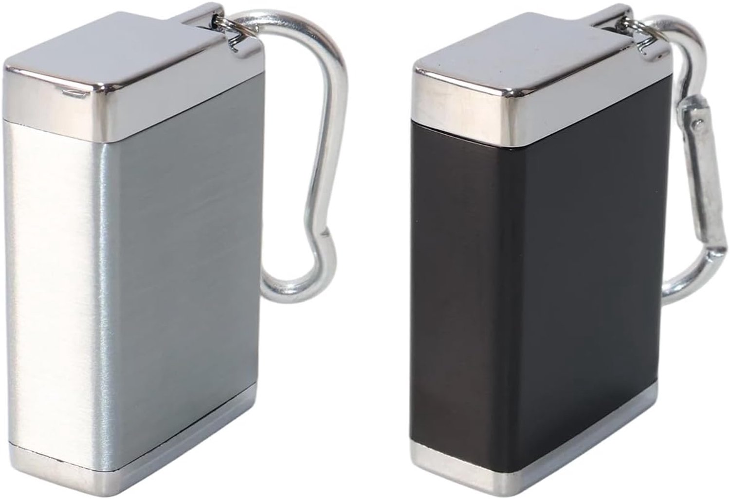 2 PCs Mini Vierkante Metaalasbak, Draagbare Zakasbak voor Reiscamping Binnen en Openlucht, 56X38X18mm, Zwart en Zilverachtig