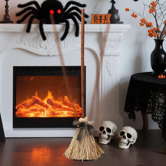 Heksenbezem 95 cm , griezelig geluid, Halloween-decoratie rekwisieten — afbeelding 3