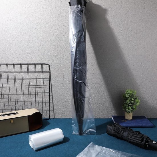 100 Stuks Paraplubeschermers Lange Steel Plastic Folie Stofdicht Bescherming voor Automatische 's Geschikt voor Opslag Reizen — afbeelding 3
