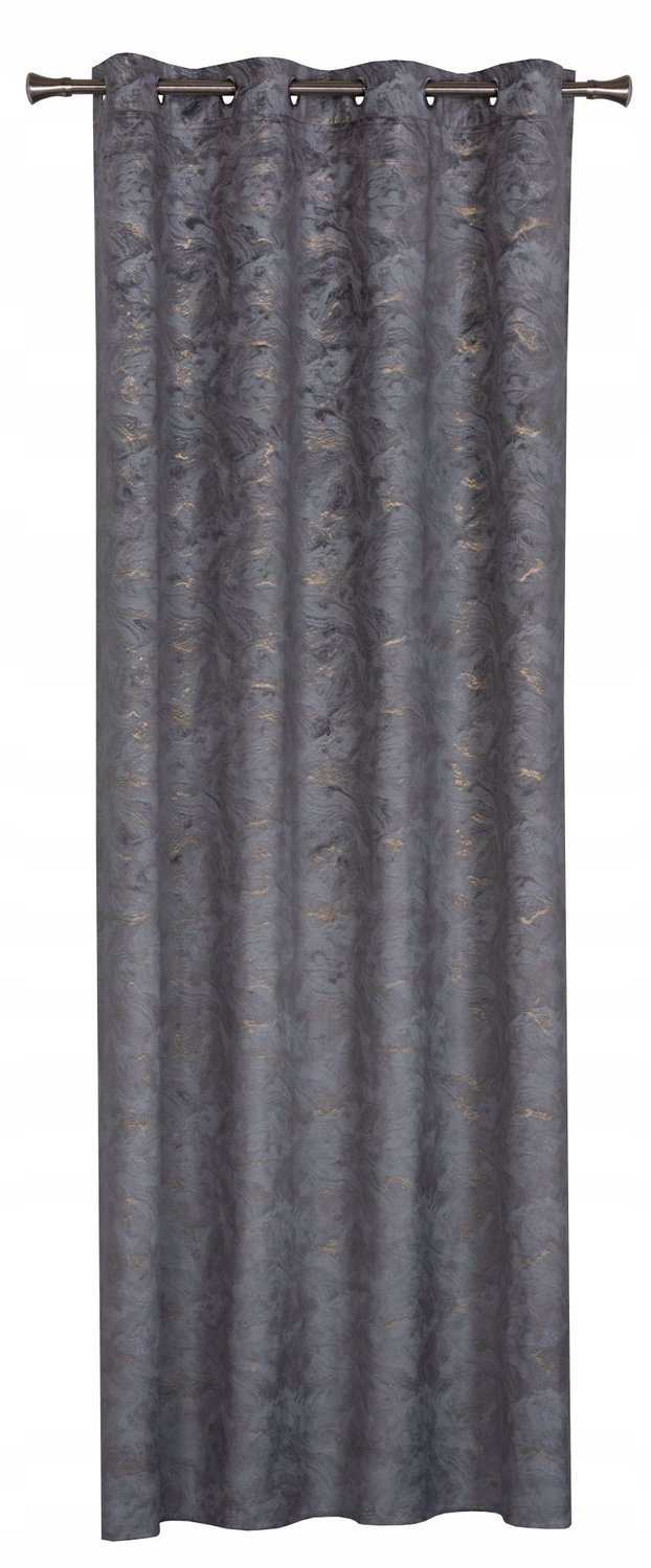 Luxe Gordijn 140x260cm Marmerlook Grijs/Goud met Ringen