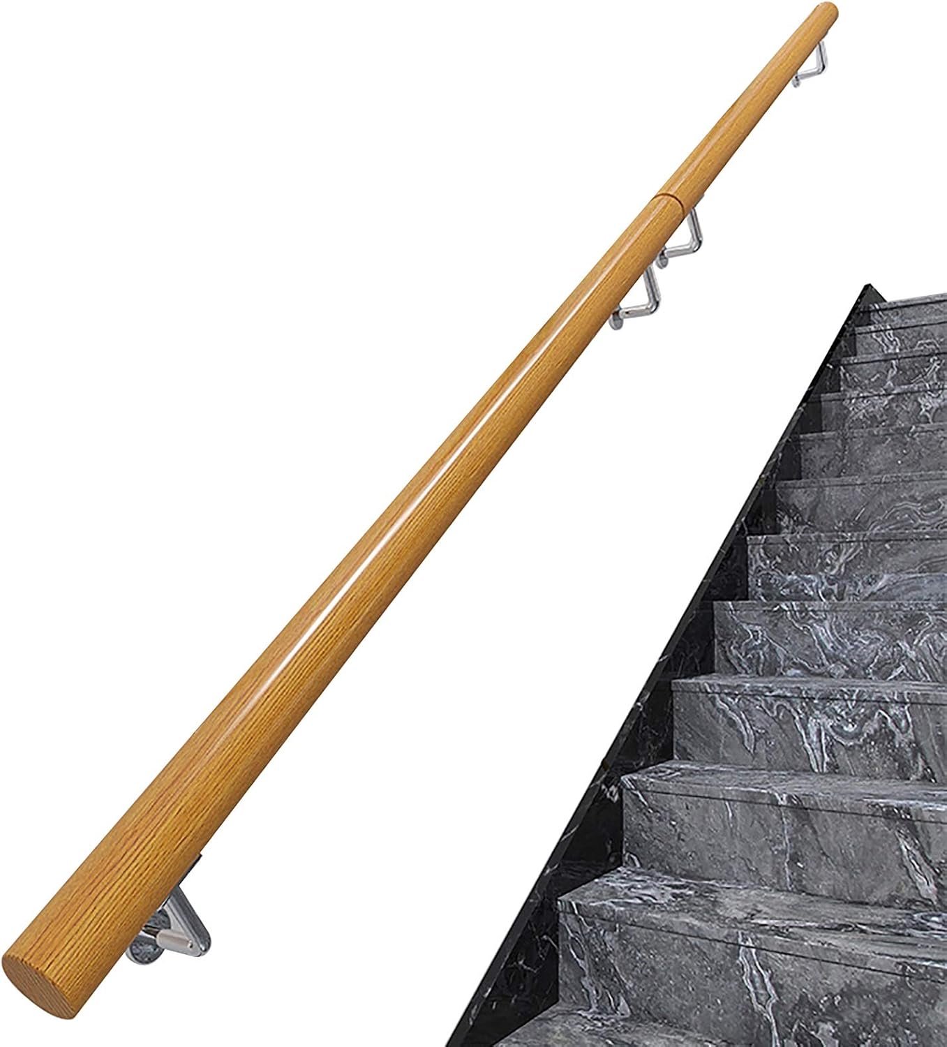 1ft-20ft leuning - Complete set. Ronde massief houten trapleuningen/leuningen, Villa Loft Interieur Oude antisliphandgrepen Familietoegang Halhek (Size: 10ft)
