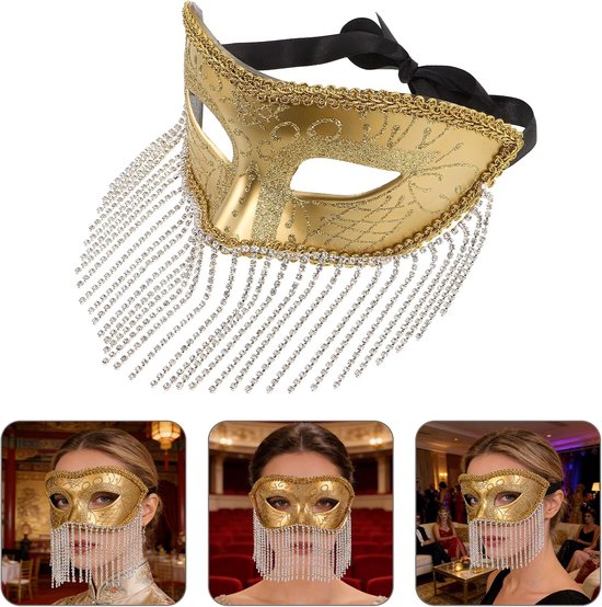 Vintage Carnival met Verstelbare Kwast Kralenketting Elegant Dames Masker voor Themafeesten Bruiloften Uniek Venetiaans Stijl Accessoire — afbeelding 5
