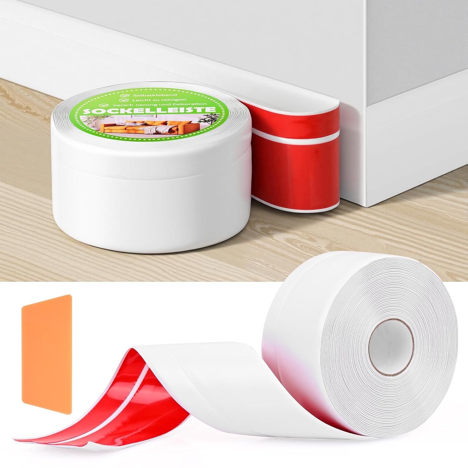 Zelfklevende plinten 6 m, eenvoudig te installeren zonder boren, sterke hechting aan muren, ideaal voor renovatie van oude en moderne ruimtes, witte PVC vloerstrip voor doe-het-zelf projecten