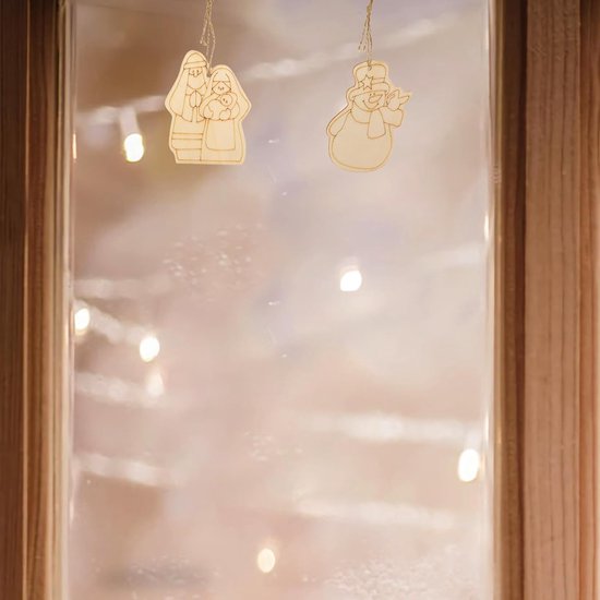 24 Stuks Houten Hangers Voor Aan De Muur Kerstversiering Kleine Kersthangers Voor Aan De Deur Kerstversiering Voor Bruiloften Kerstbenodigdheden Kerstballen Hangende — afbeelding 4