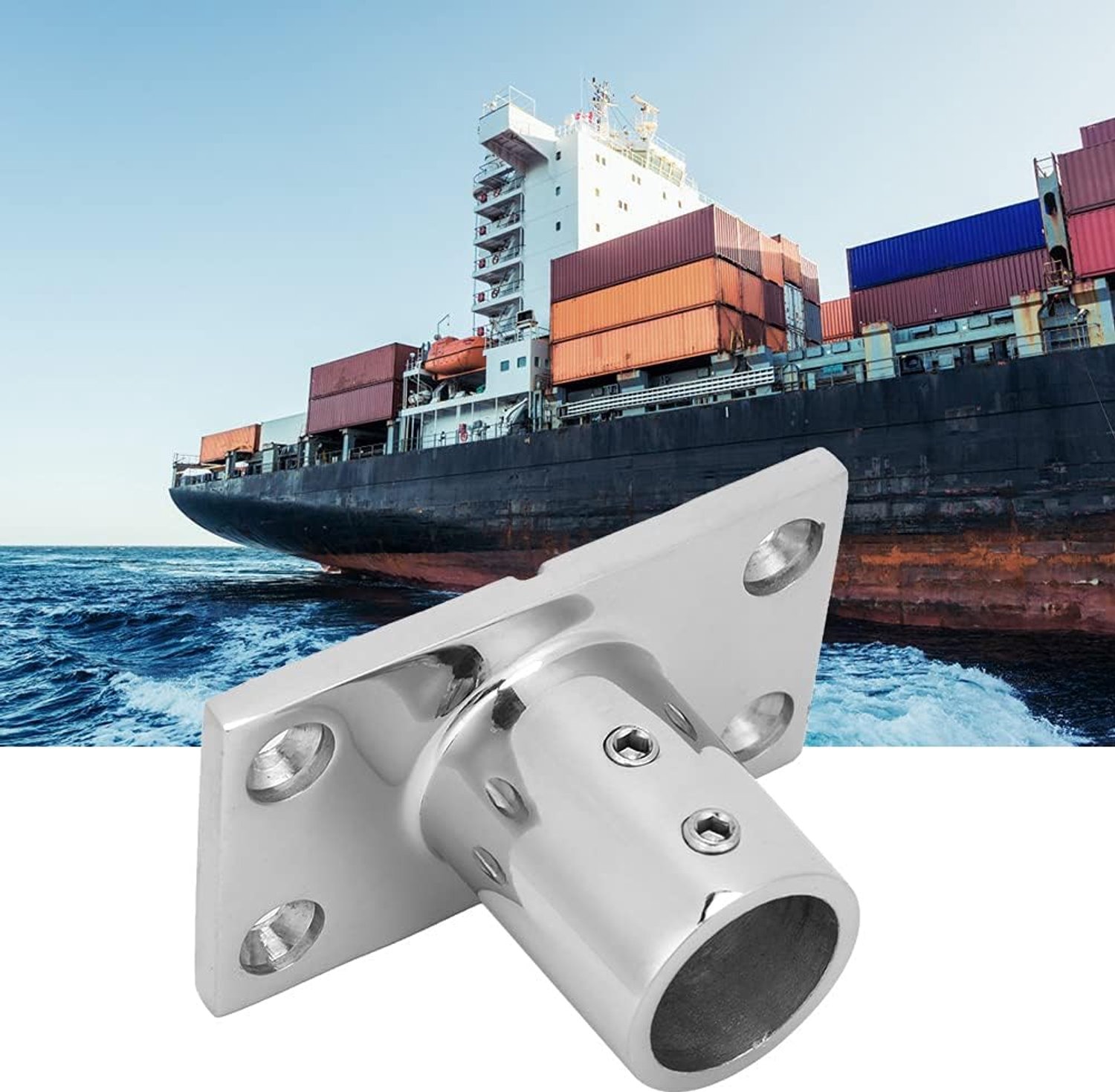 Bootrailbasis Roestvrij Staal 316 Lange Levensduur Handrailbasis voor Glasvezeljachten, Geschikt voor 7/8 Inch Pijp, Wanddikte 3 Mm