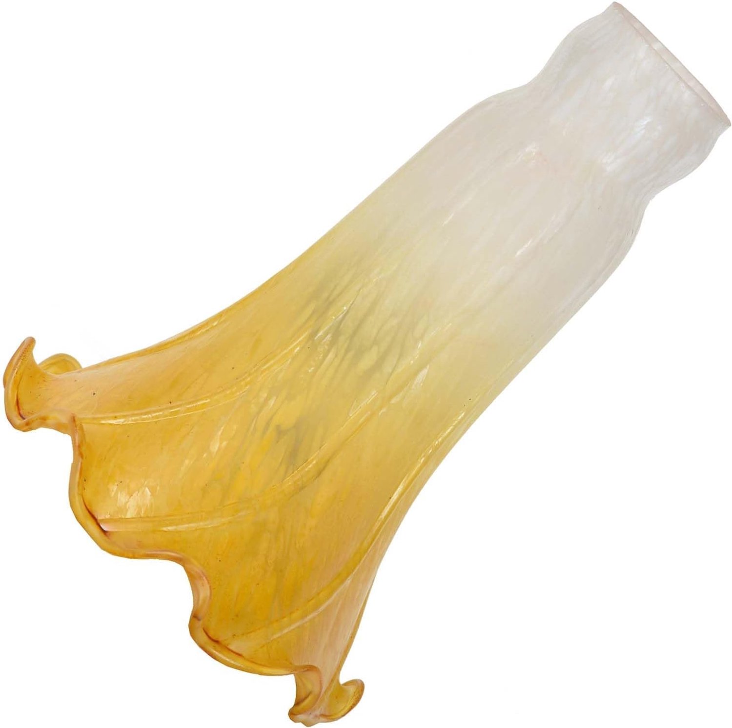 Bieye LS07 Leliebloem lampenkap gemaakt van mondgeblazen glas (wit geel, binnendiameter 32 mm x buitendiameter 38,1 mm)