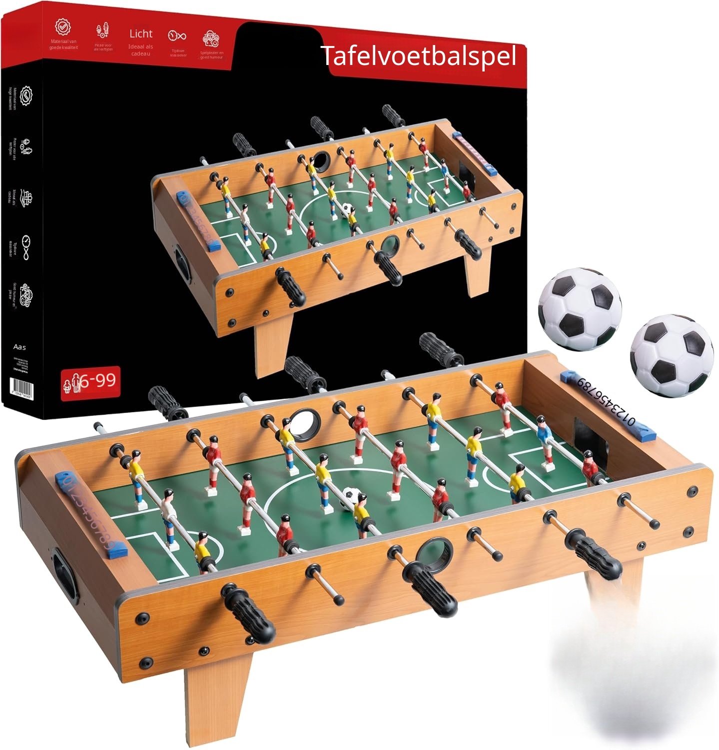QEVA Voetbaltafel - Tafelvoetbal - Foosball Tafel - Groen - 70cm x 35cm x 20cm