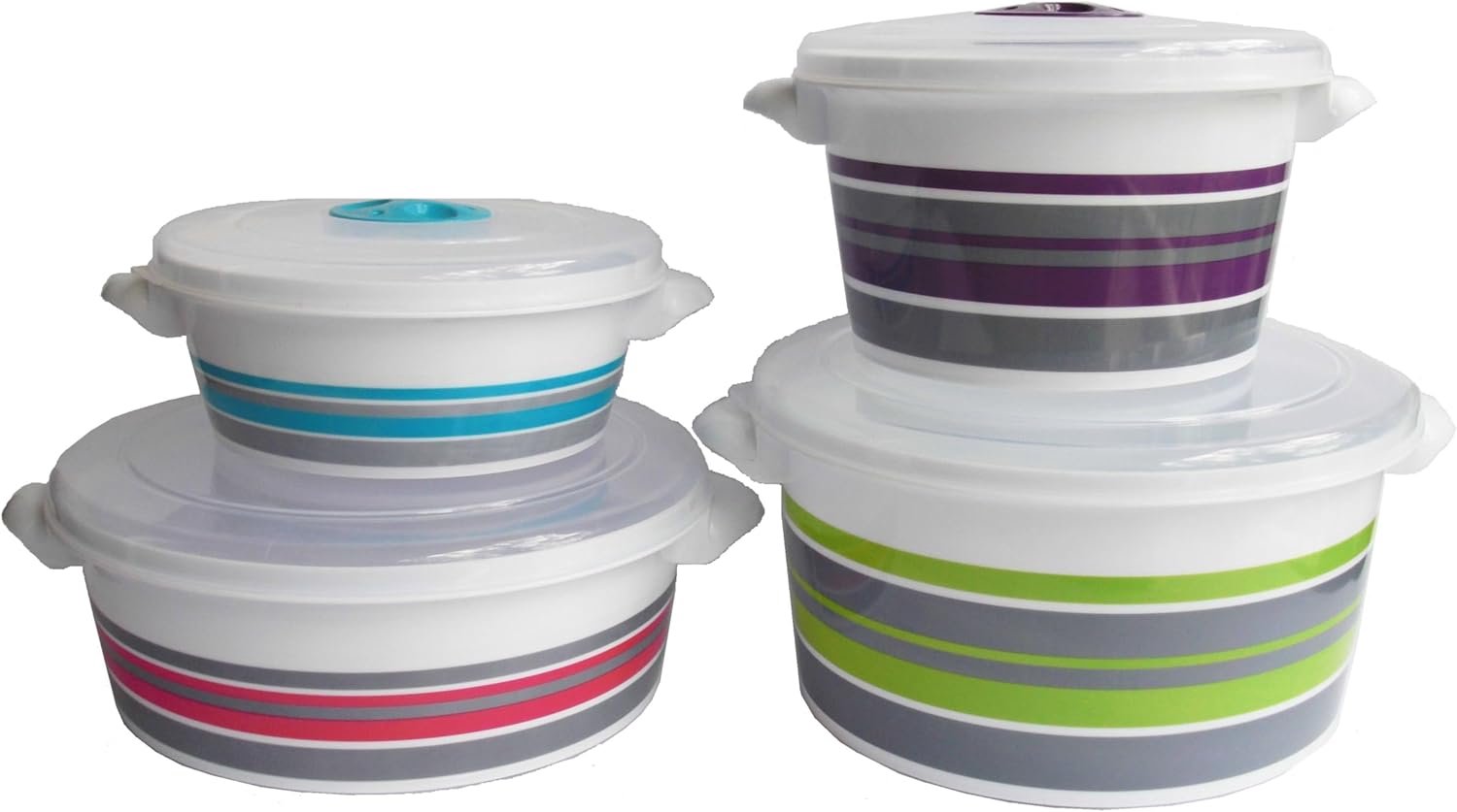 Magnetron Pot met Geventileerde Deksel - Set van 4 Maten - BPA-vrije Kunststof - Ideaal voor Verwarmen en Koken - ShopVlot