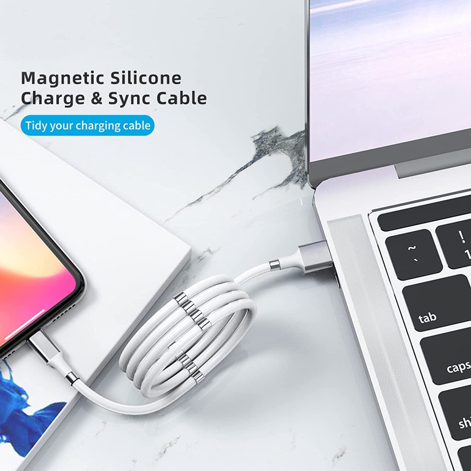Oplaadkabel magnetisch - nano-datakabel - USB naar type C - eenvoudig opladen - ShopVlot