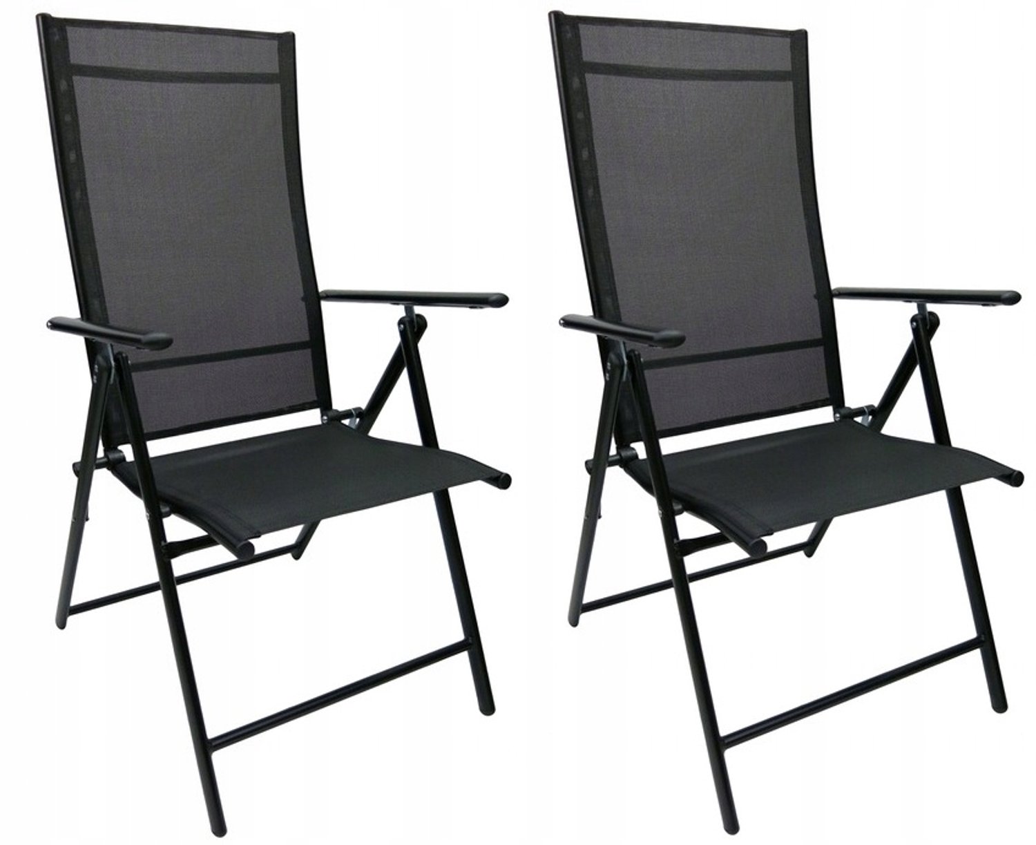 2x Luxe Opvouwbare Tuinstoelen Borneo Zwart - Verstelbaar